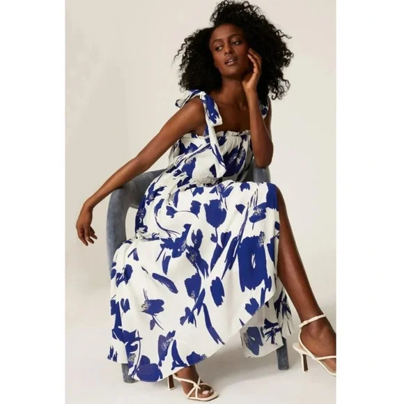 Jason Wu | Dresses | Jason Wu Collective Dress Floral Tie Strap Dress White  Blue Floral Print Sz 6 | Poshmark